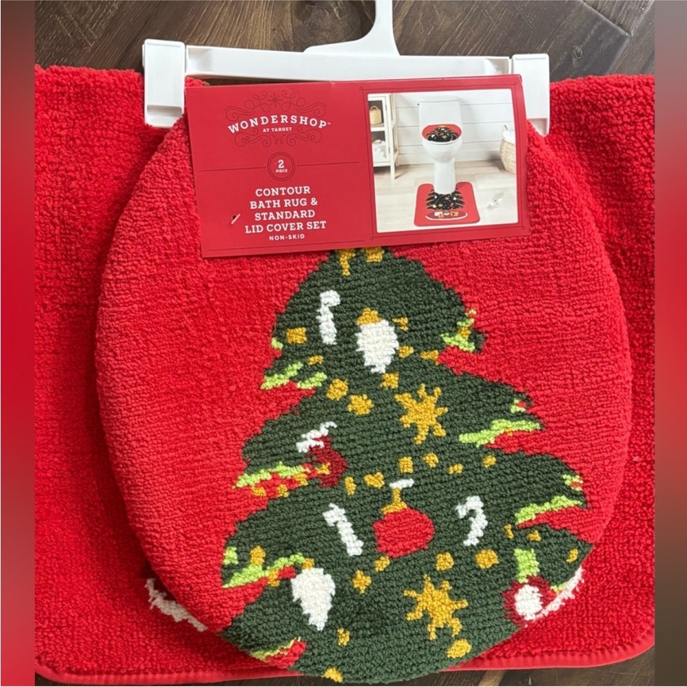 Wondershop Red Christmas Tree Bath Rug and Lid Cover Set - Picture 2 of 3